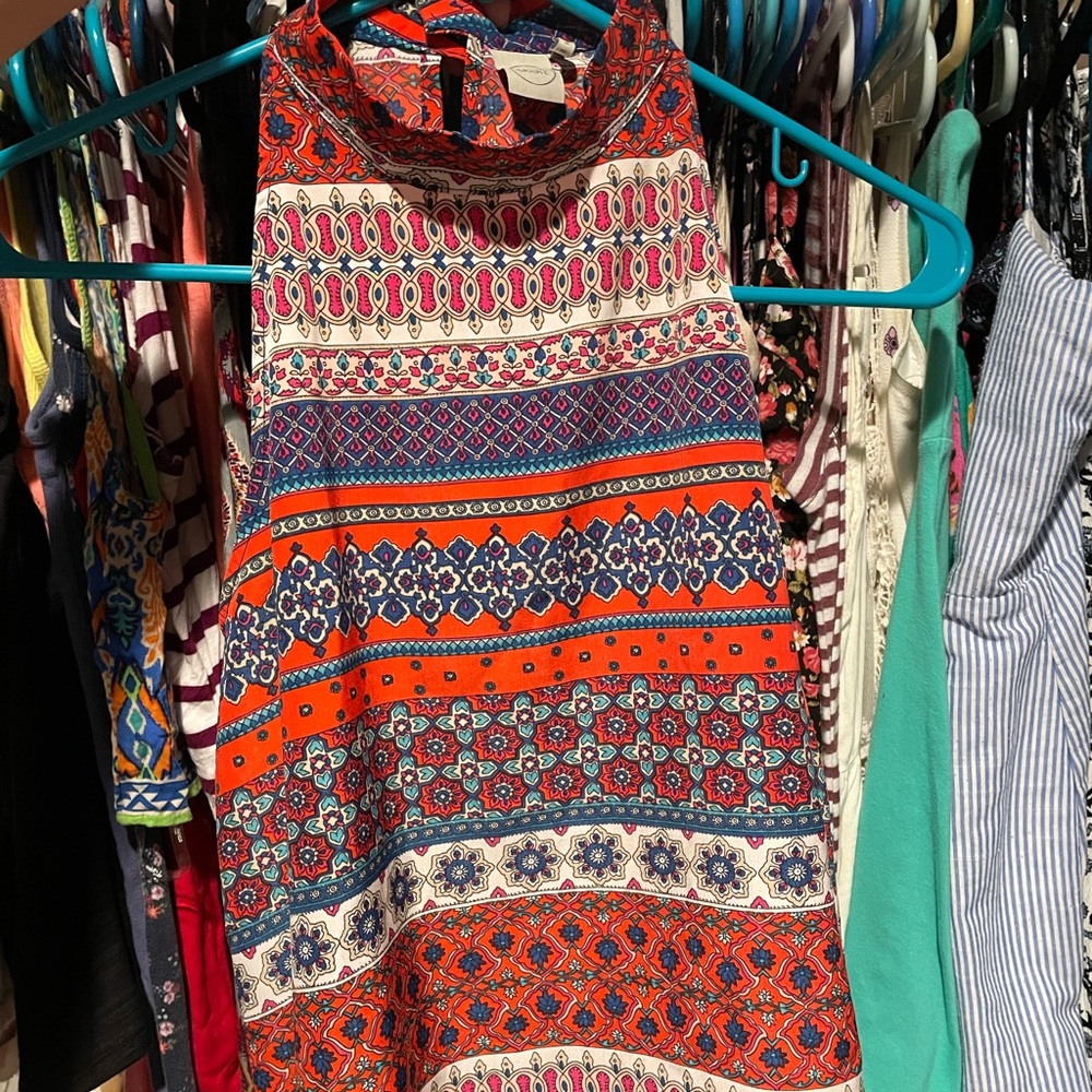 Paper Crane High Neck Patterned Sleeveless Tank